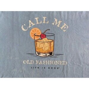 Life Is Good Mens Crusher Tee Size XXL Blue Call Me Old Fashioned Drink Cocktail